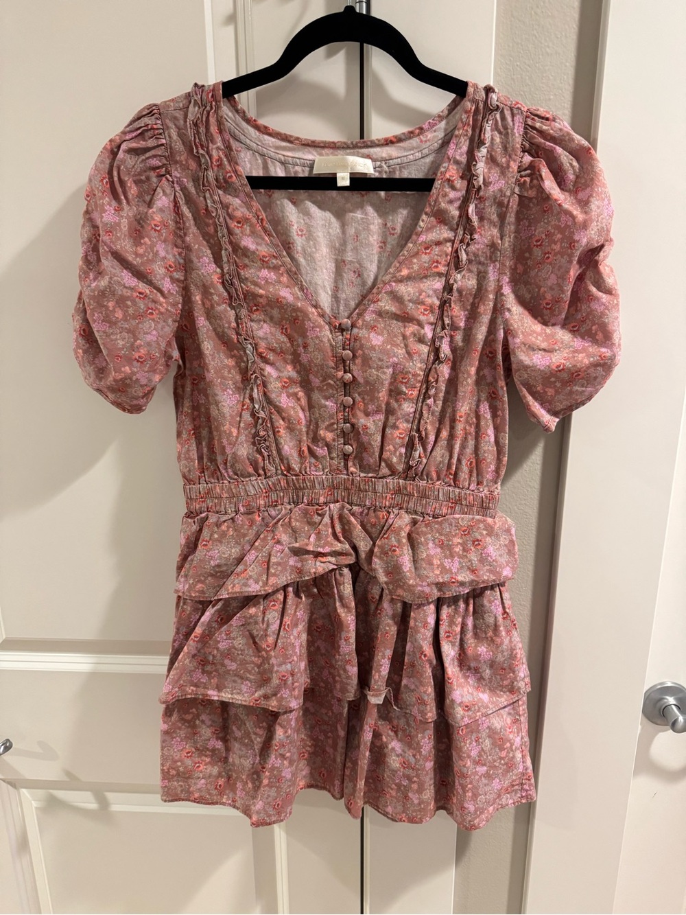 LoveShackFancy Roth Pink Floral Ruffle Mini Dress - Picture 4 of 6
